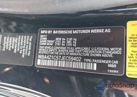 2018 BMW 430I from USA, damaged, VIN WBA4Z1C57JEC59402